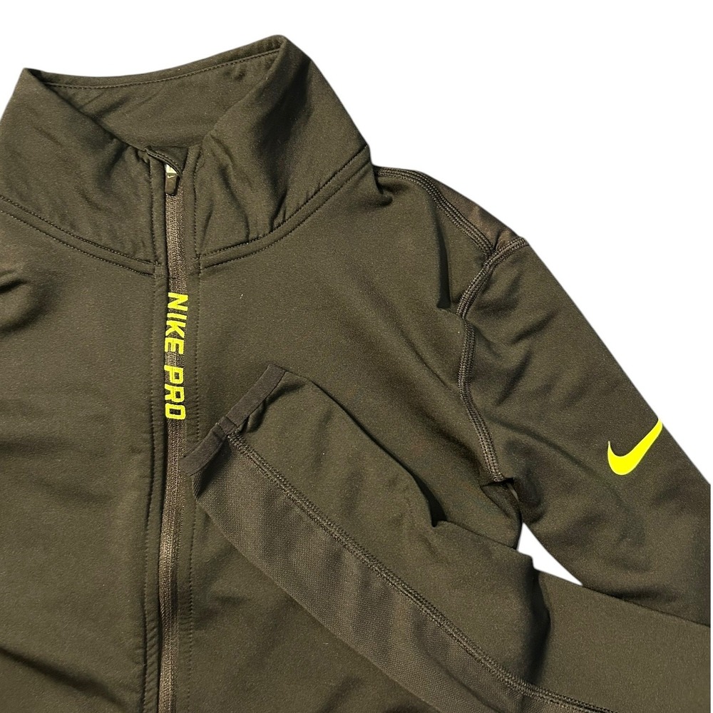 Nike Pro‎ Hyperwarm Womens Small Black Volt Yellow Half Zip Training To